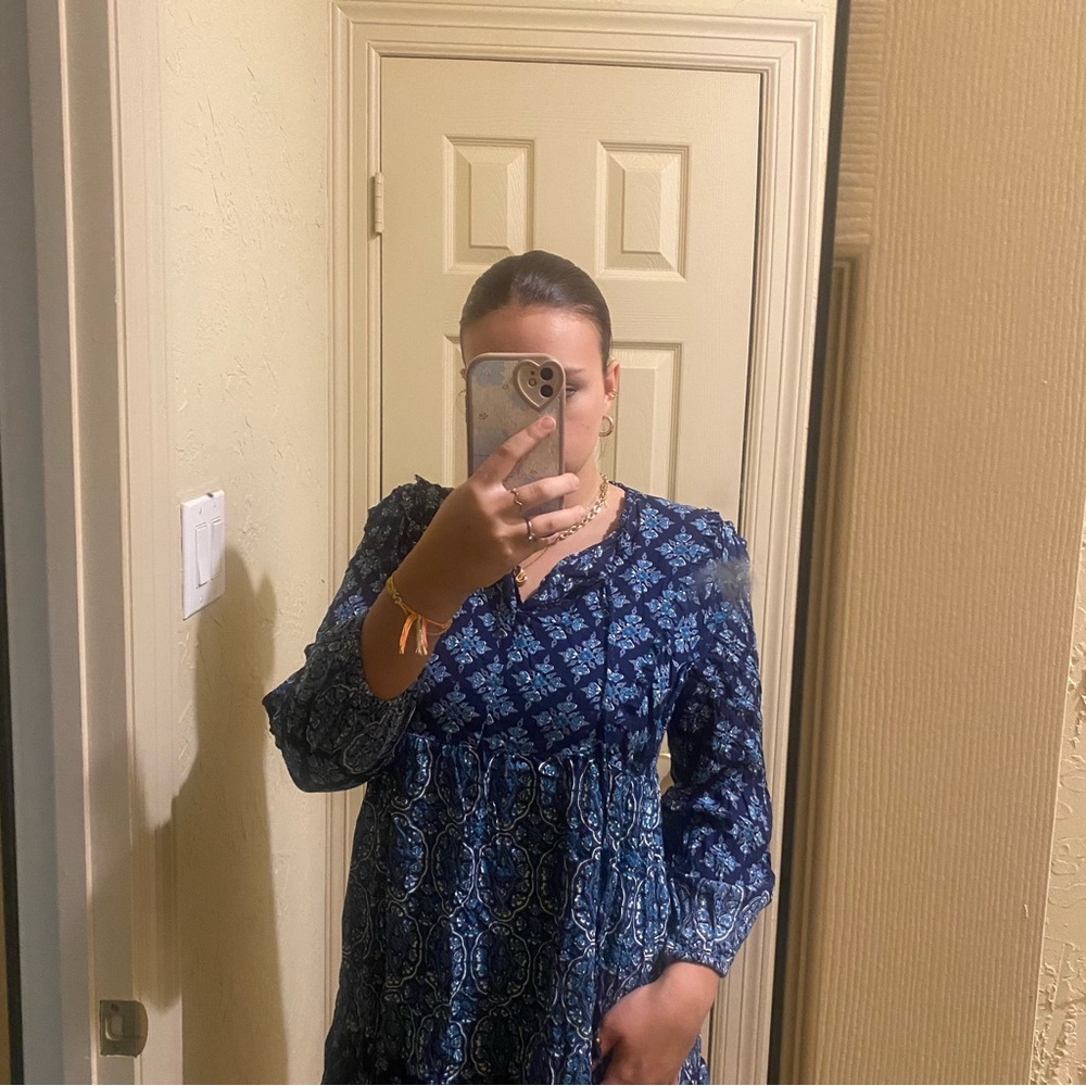 Blue Patterned Women's Top